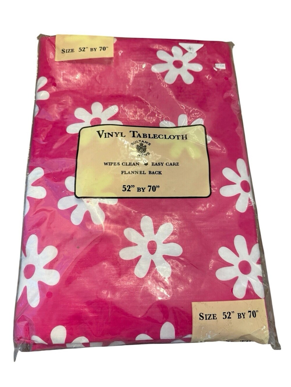 Sultran Linens Vinyl  Tablecloth Flannel Back In Original Package 52 X 70